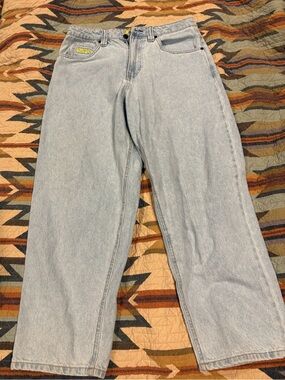 Empyre Light Blue Denim Jeans with Red & Yellow Logo Patch